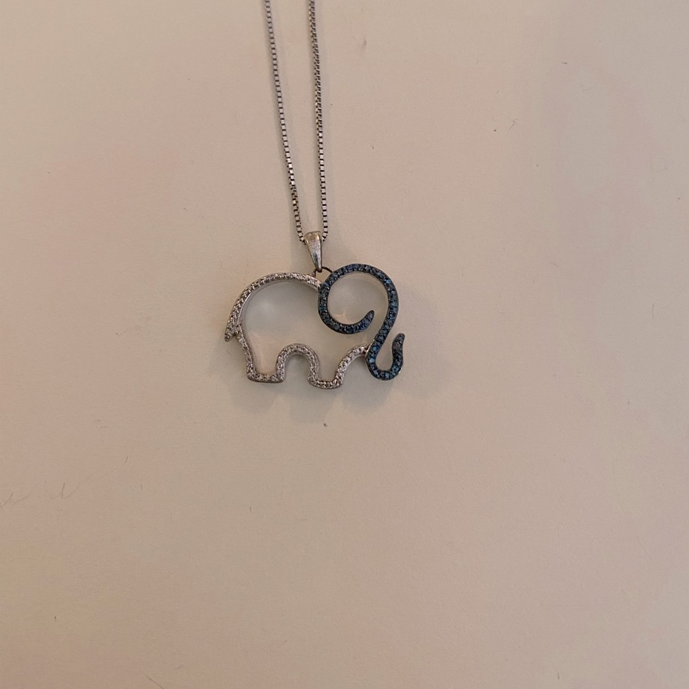 Kay jewelers blue and white elephant necklace